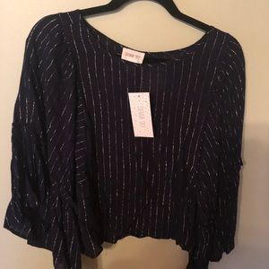 Sparkle navy shirt bell sleeves